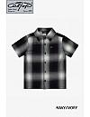 KS001 S/S PLAID : NAVY-IVORY